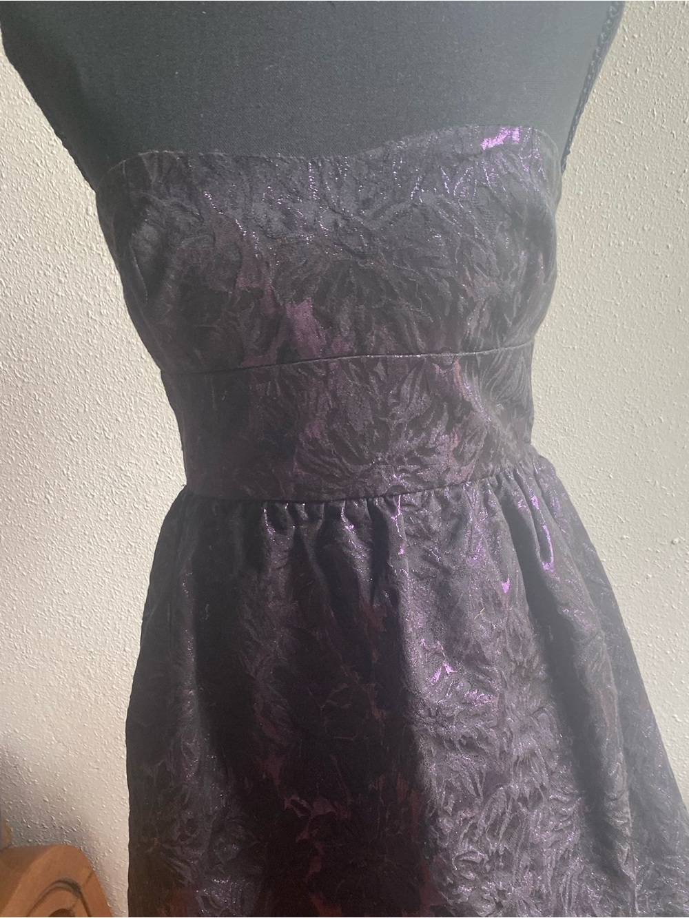 Vintage 90s Floral Brocade Strapless Cocktail Dress